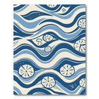 Blue Ivory Wave Floral Rug