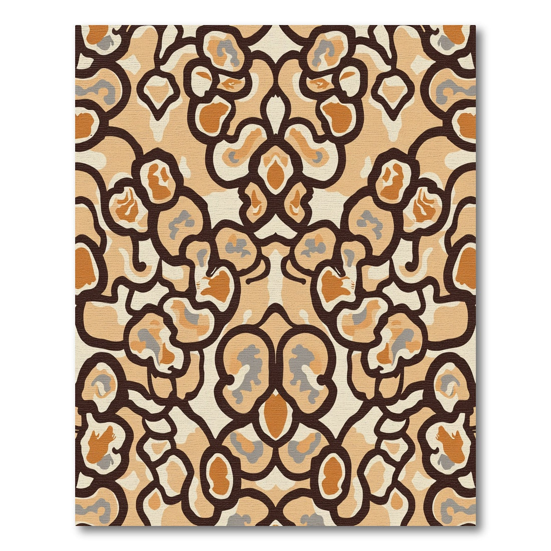 Earthy Tan Abstract Organic Forms Rug
