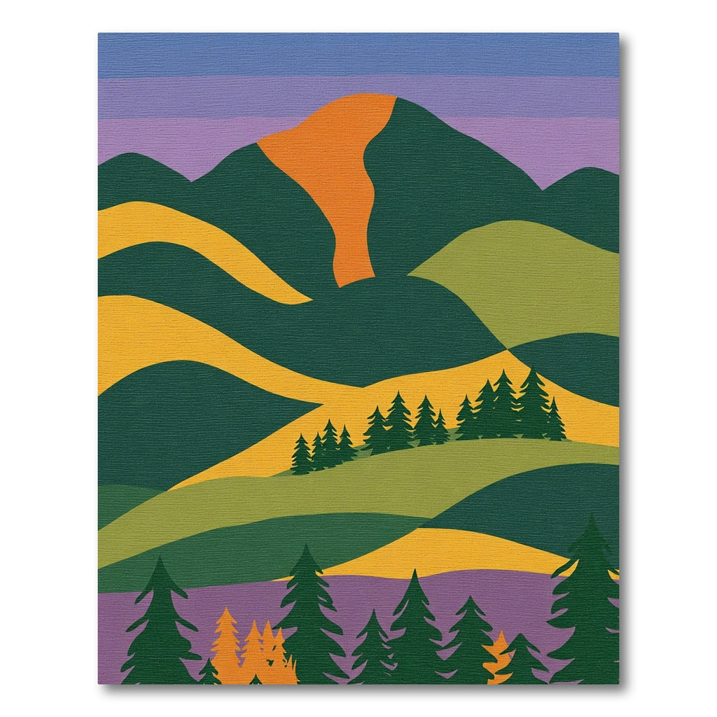 Vivid Mountain Forest Landscape Rug