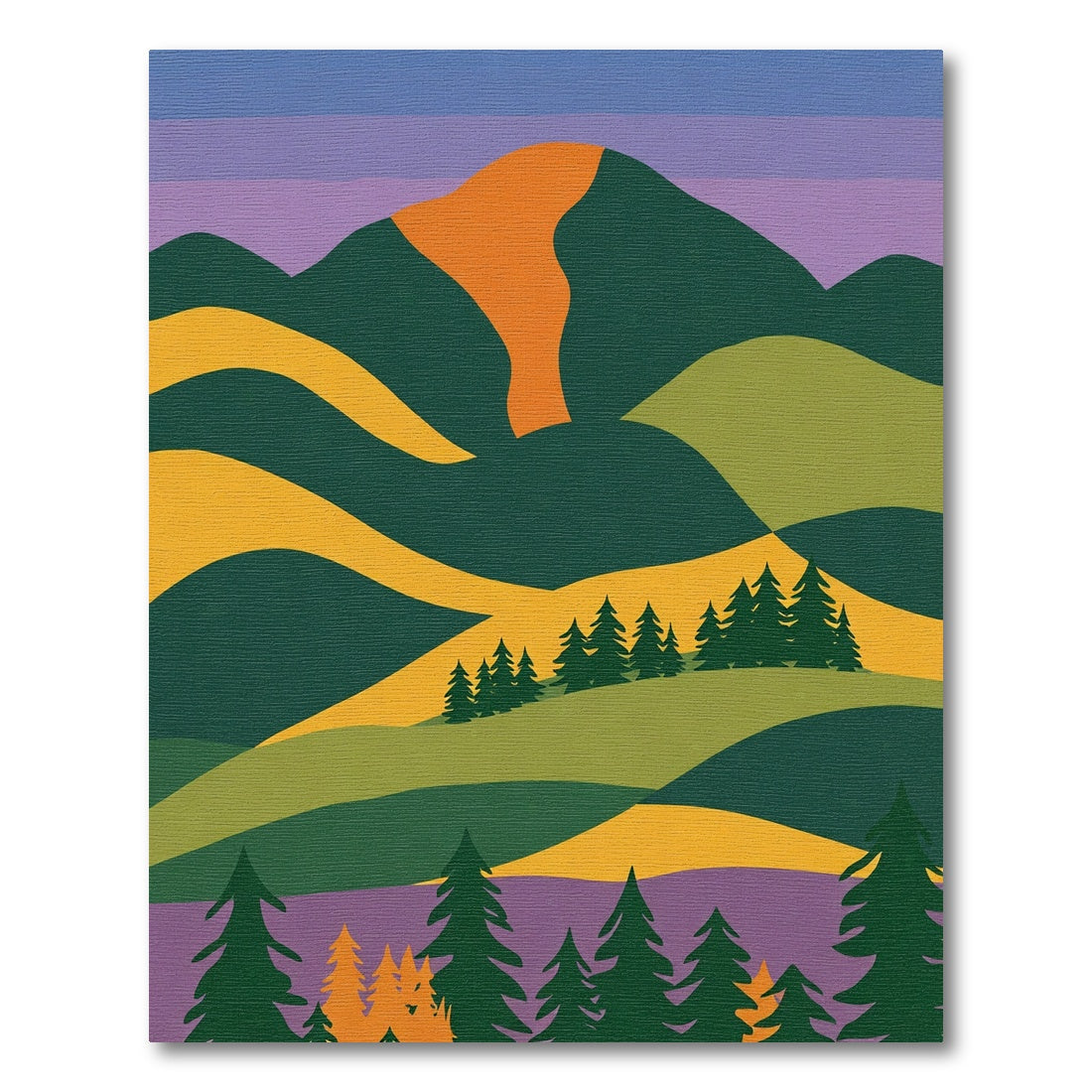 Vivid Mountain Forest Landscape Rug