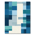 Geometric Blue Teal Blocks Rug