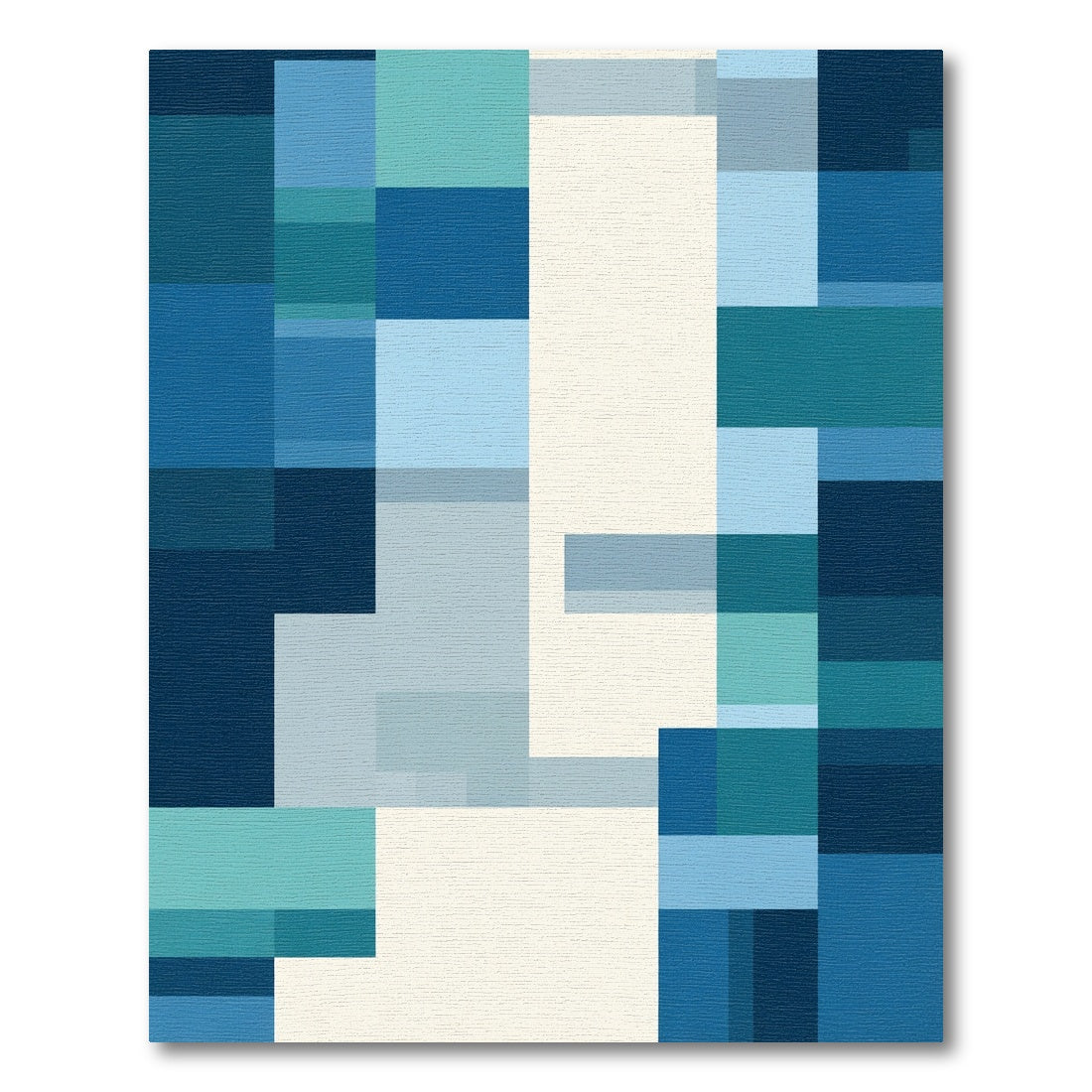 Geometric Blue Teal Blocks Rug