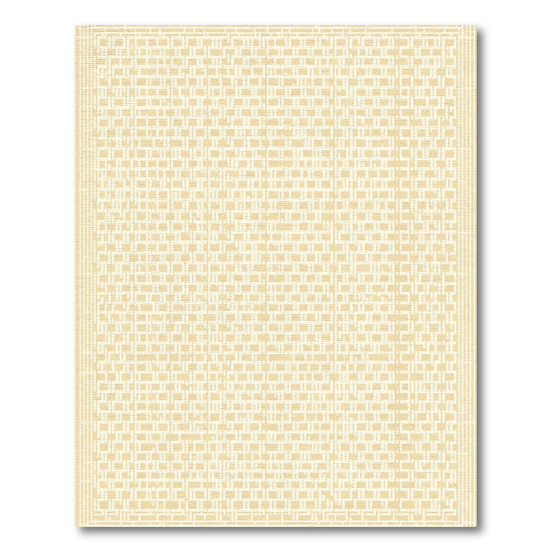 Soft Cream Geometric Basketweave Rug