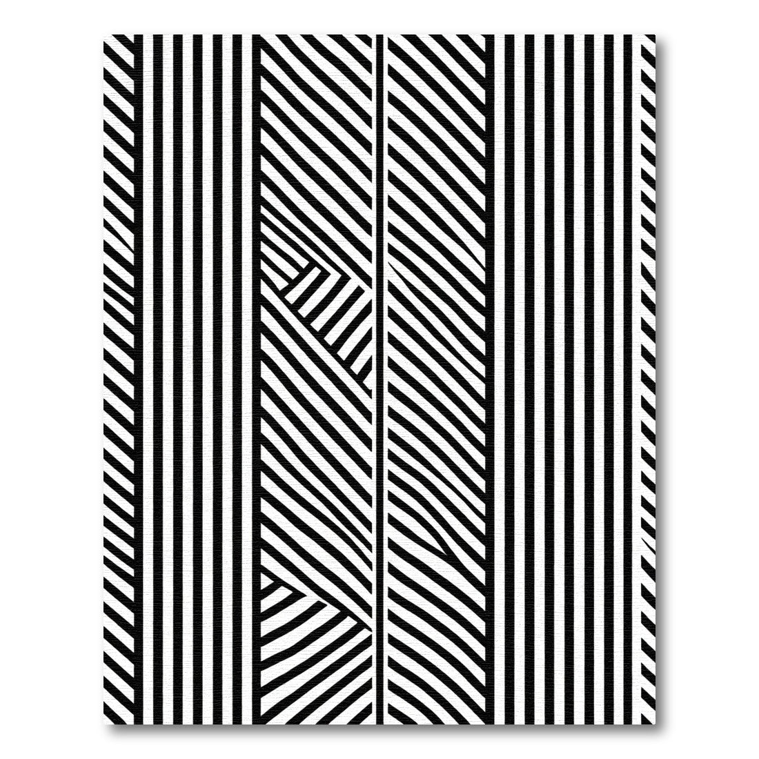 Black White Optical Illusion Stripe Rug