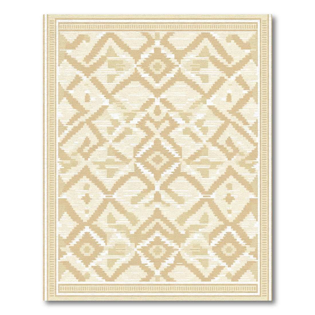 Cream Geometric Diamond Tribal Rug