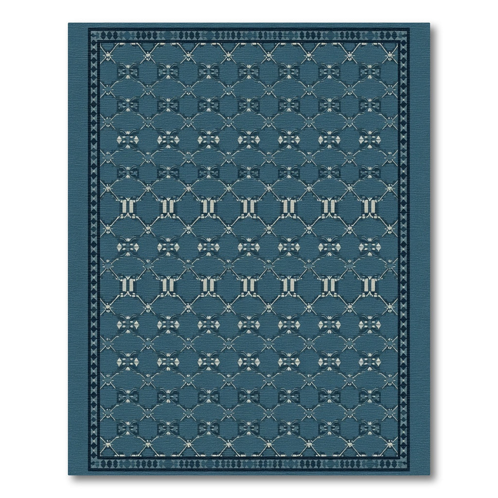 Teal Geometric Lattice Motif Rug