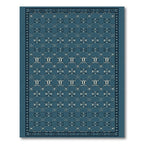 Teal Geometric Lattice Motif Rug