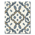 Cream Blue Gold Scrollwork Square Rug