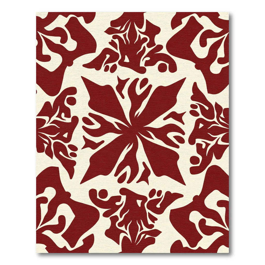 Crimson Cream Floral Mandala Rug
