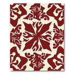 Crimson Cream Floral Mandala Rug