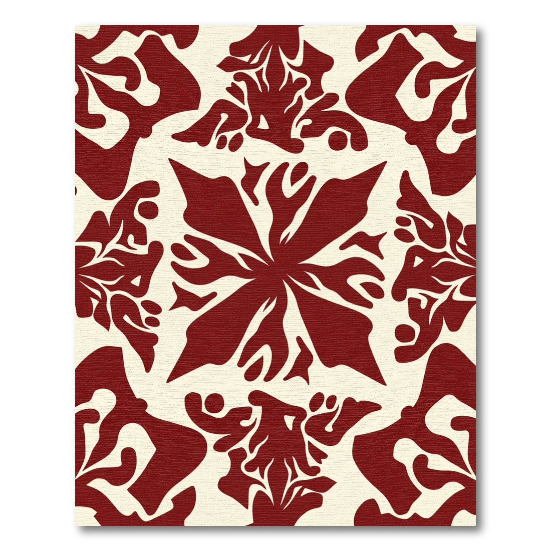 Crimson Cream Floral Mandala Rug