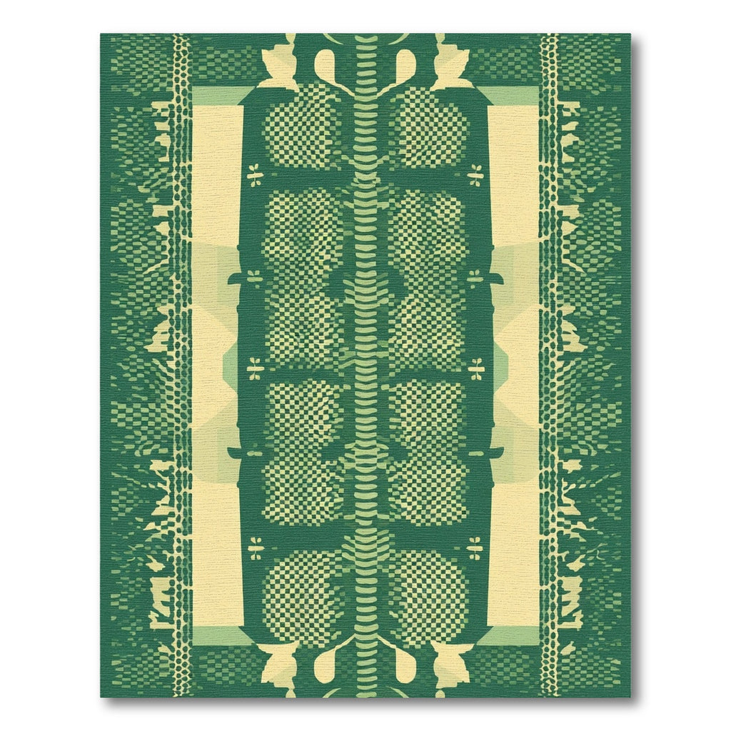 Green Checkerboard Archway Landscape Rug