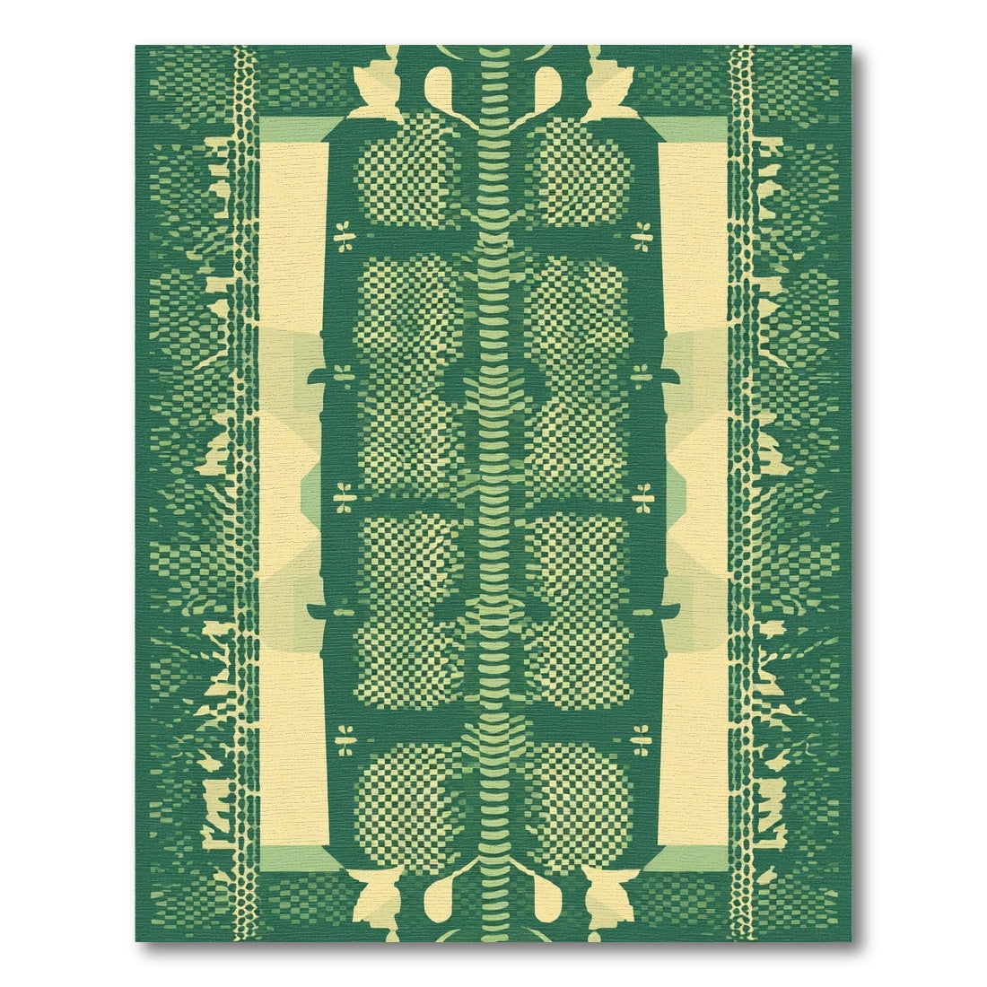 Green Checkerboard Archway Landscape Rug