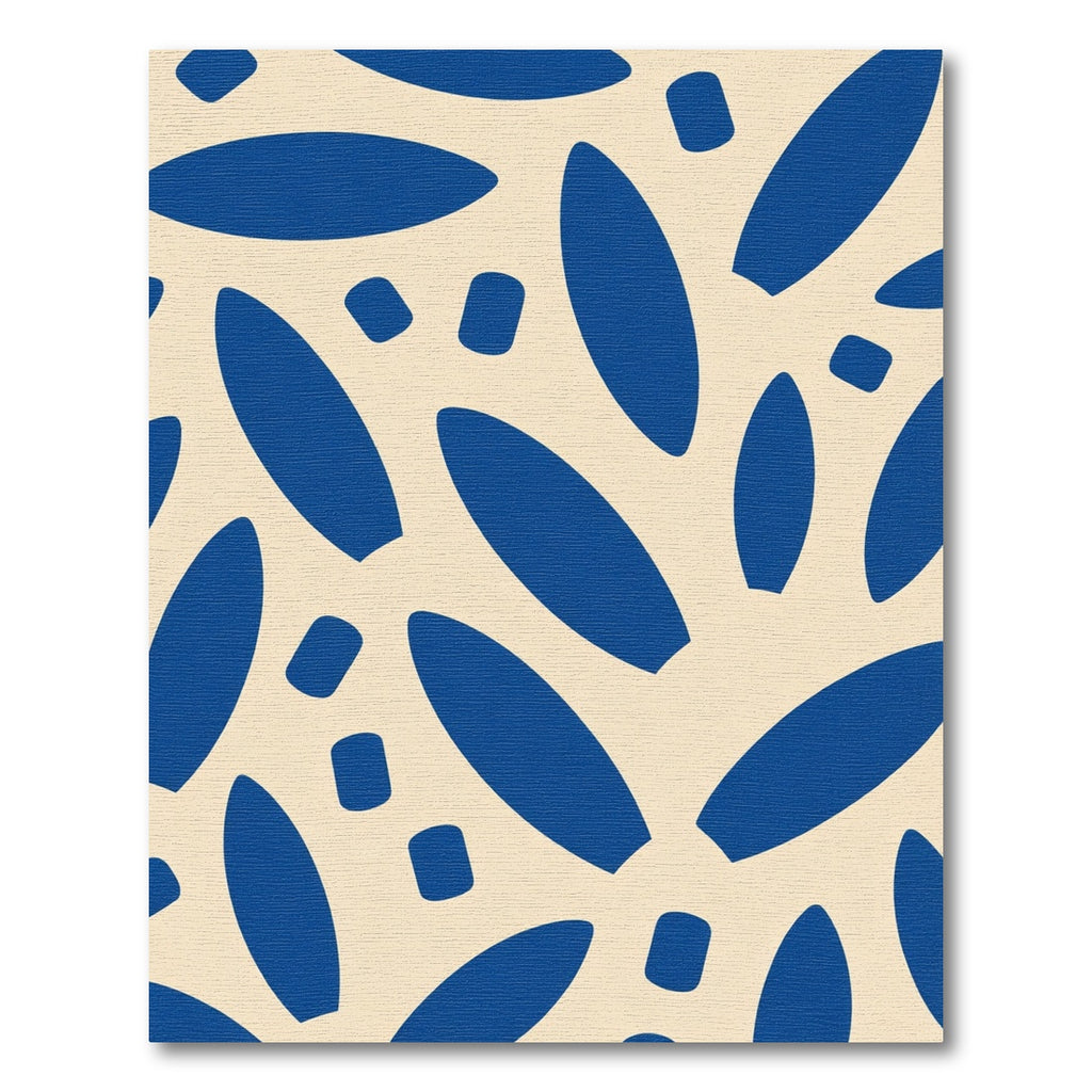 Deep Blue Abstract Leaf Shapes Rug