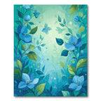 Blue Serene Floral Nature Garden Rug