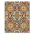 Ornate Teal Orange Floral Swirls Rug