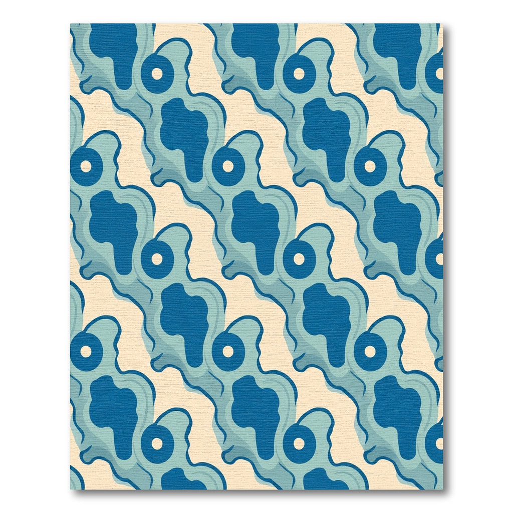 Blue Organic Blob Repeating Composition Rug