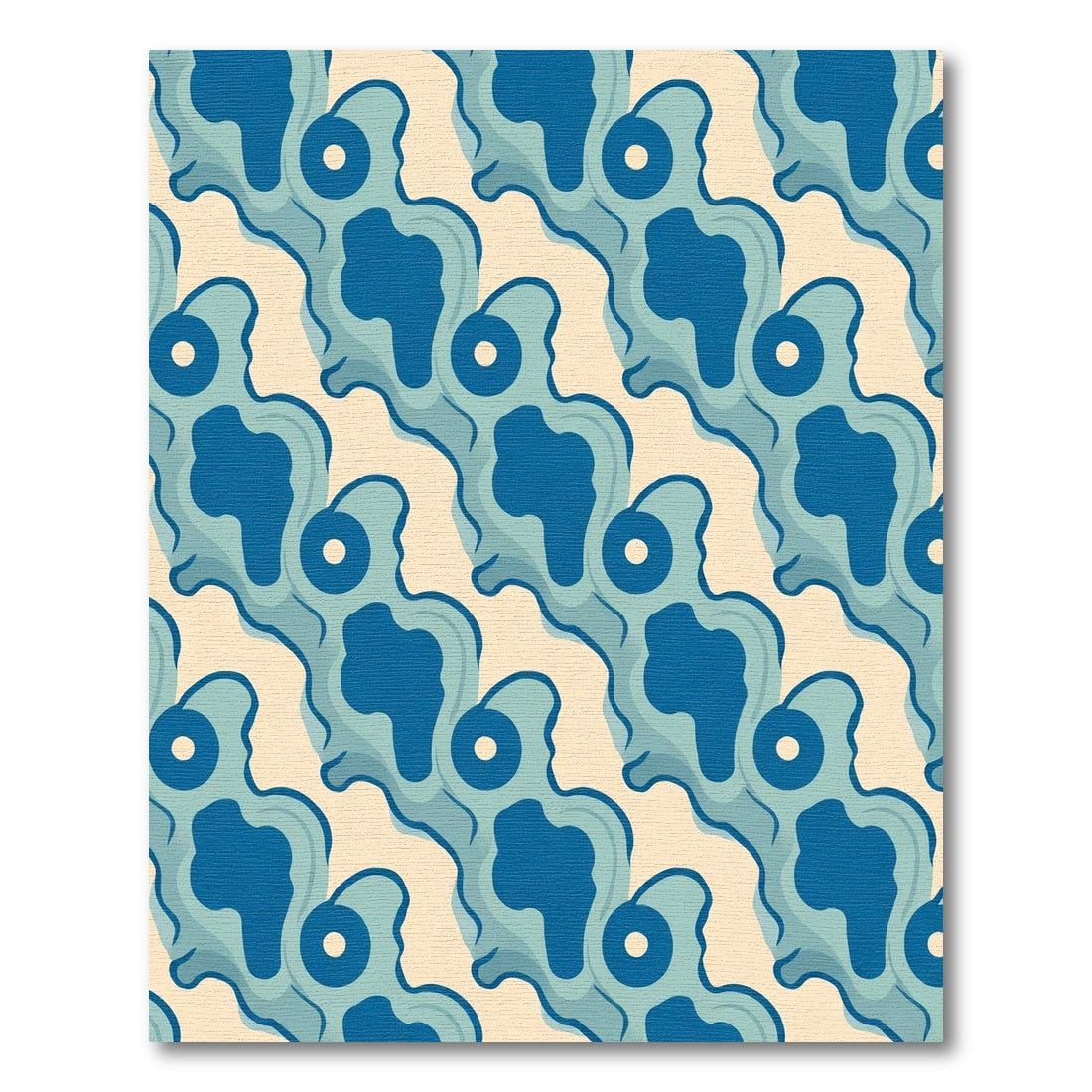 Blue Organic Blob Repeating Composition Rug