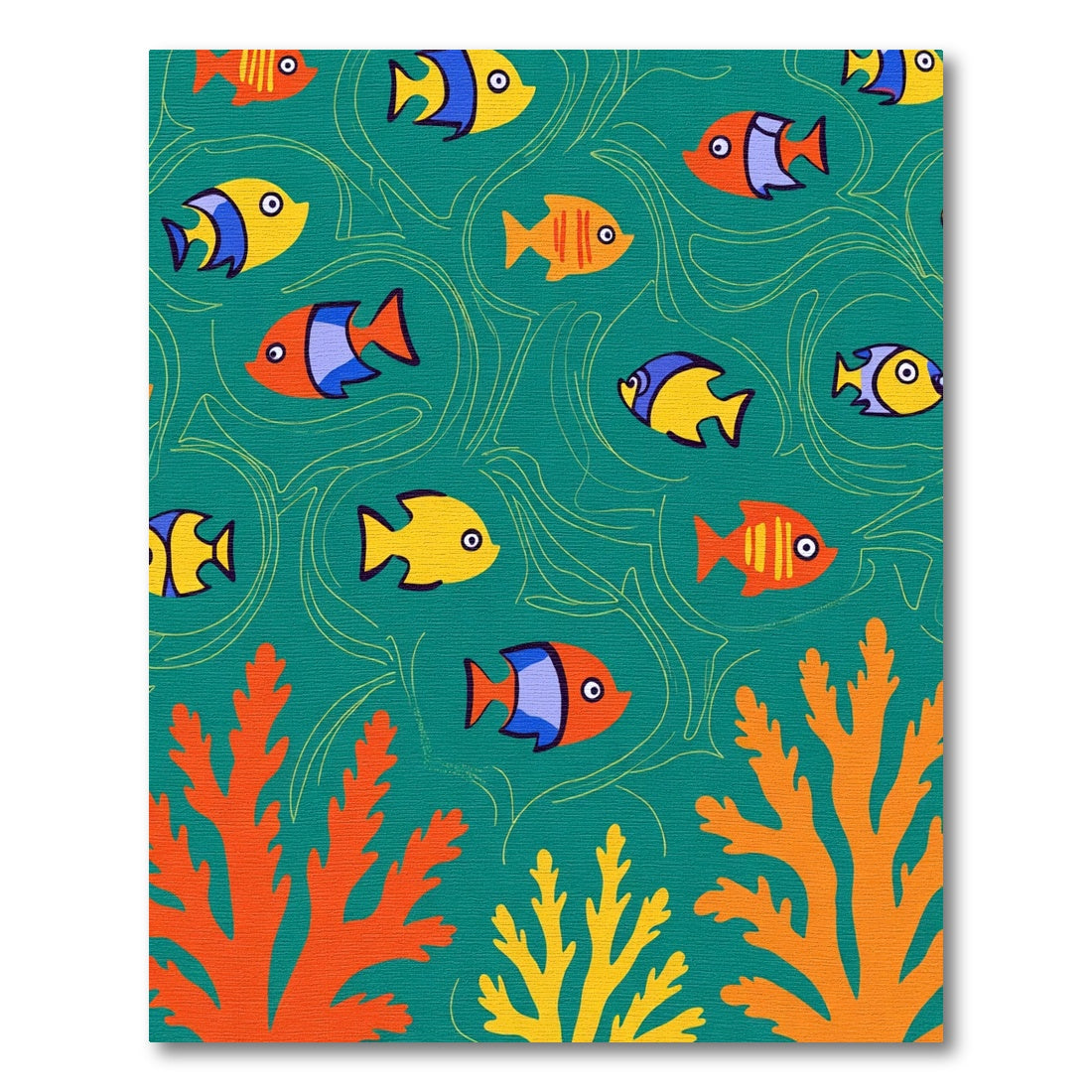 Playful Coral Reef Fish Pattern Rug