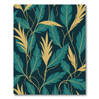 Deep Teal and Gold Leafy Vines Rug