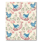 Blue Birds On Pink Floral Branches Rug