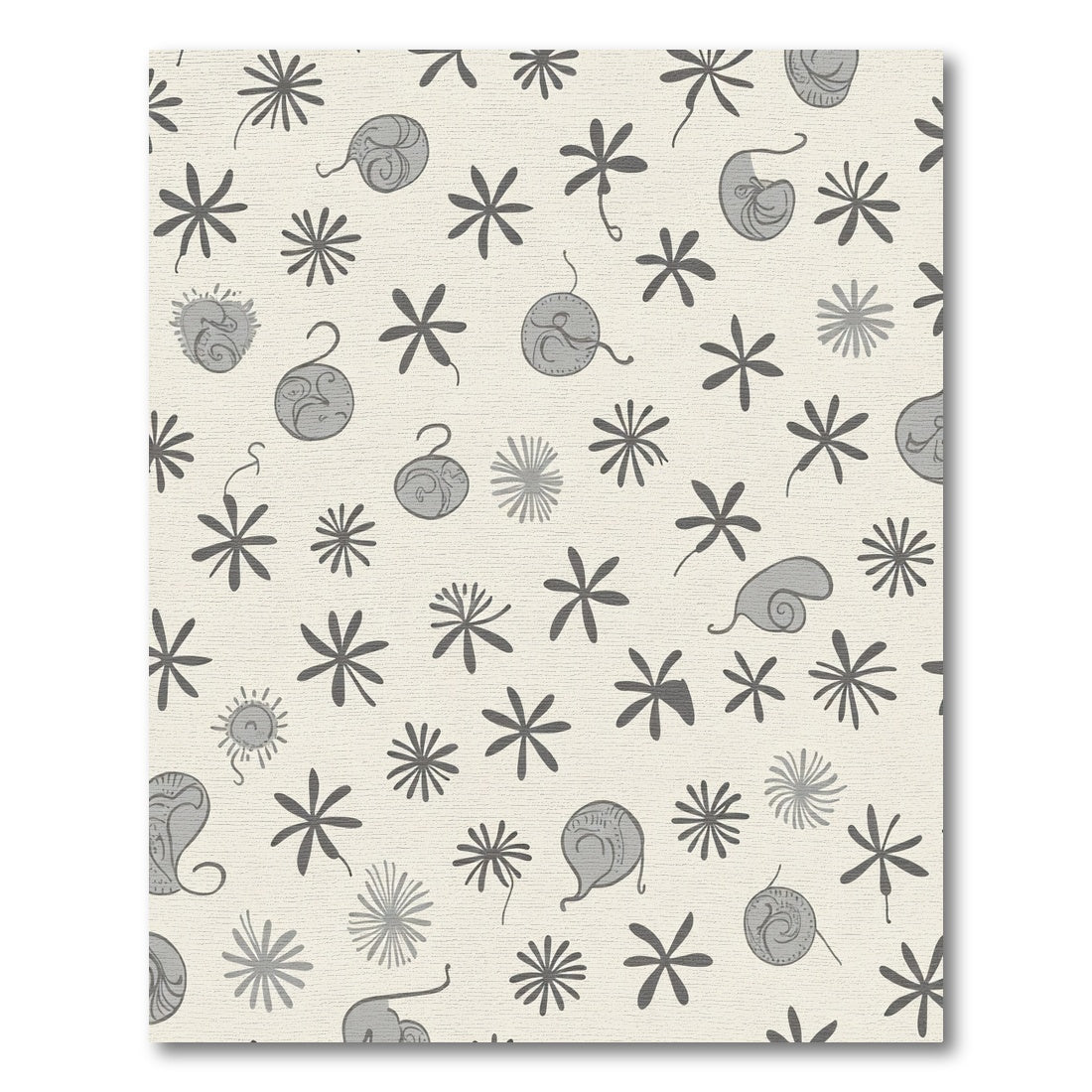 Whimsical Gray Abstract Starburst Elements Rug