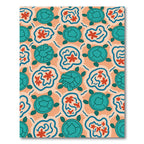 Aqua Turtle Coral Bloom Pattern Rug