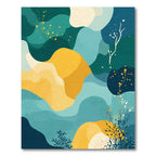 Oceanic Abstract Teal Yellow Flow Rug