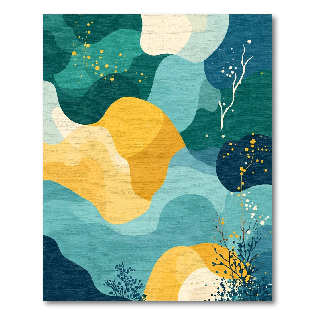 Oceanic Abstract Teal Yellow Flow Rug