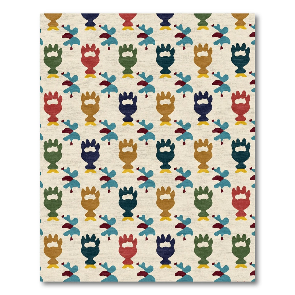 Retro Abstract Figures Cream Background Rug