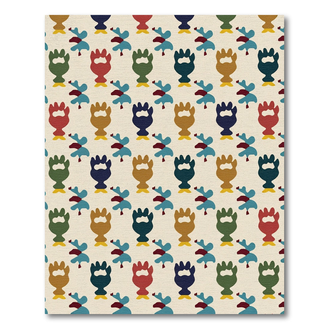 Retro Abstract Figures Cream Background Rug
