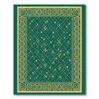 Emerald Golden Interlocking Geometric Rug