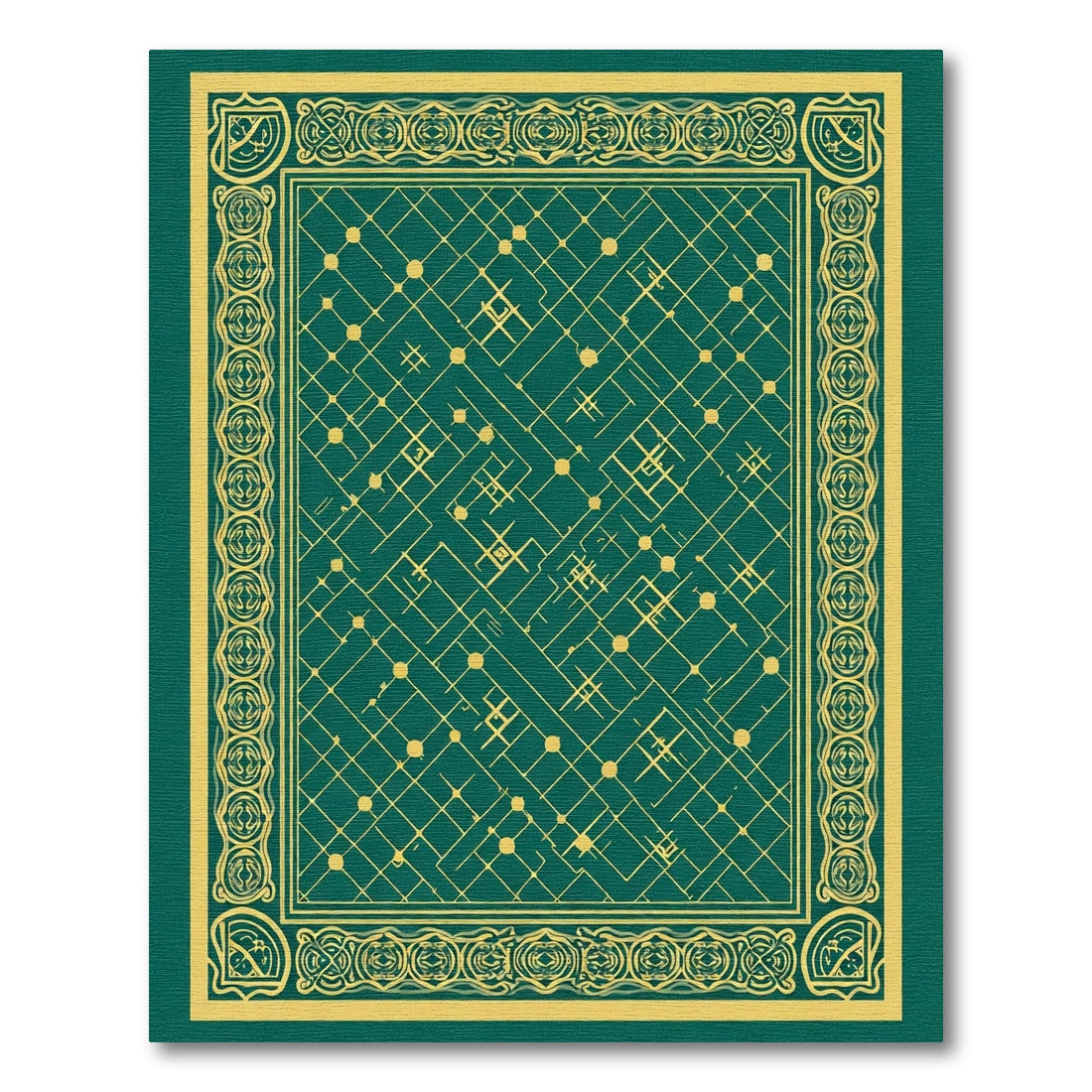 Emerald Golden Interlocking Geometric Rug