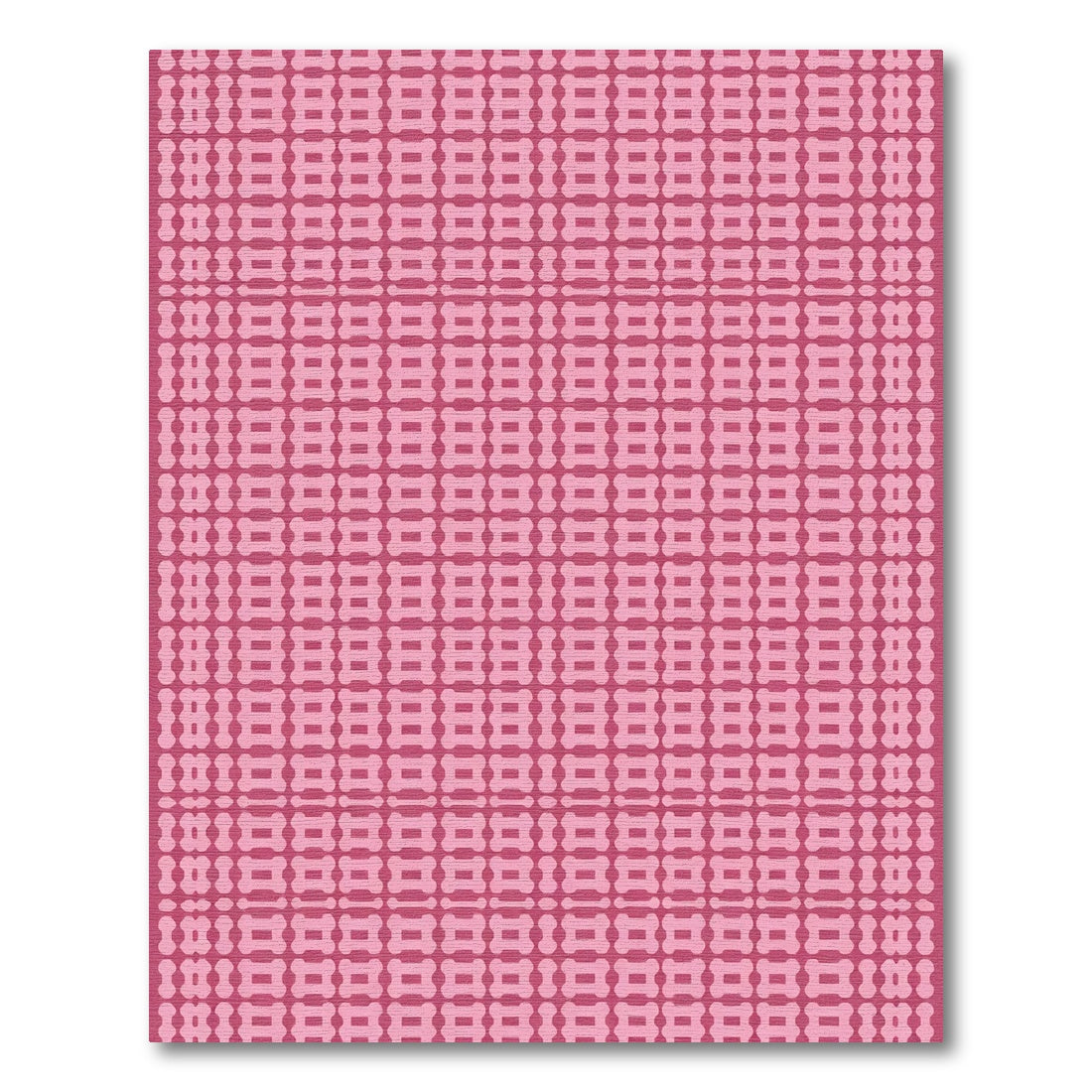 Pink Geometric Lattice Grid Rug