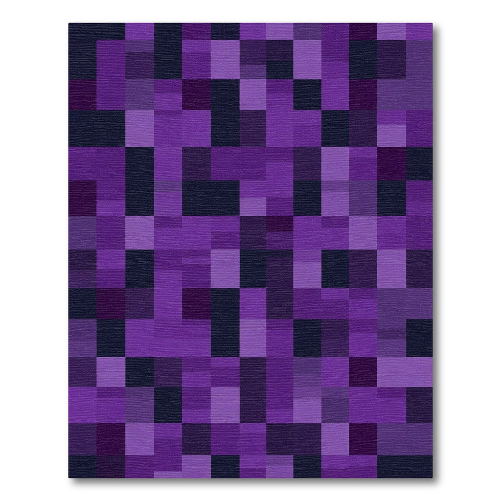 Vibrant Purple Pixelated Geometric Rug