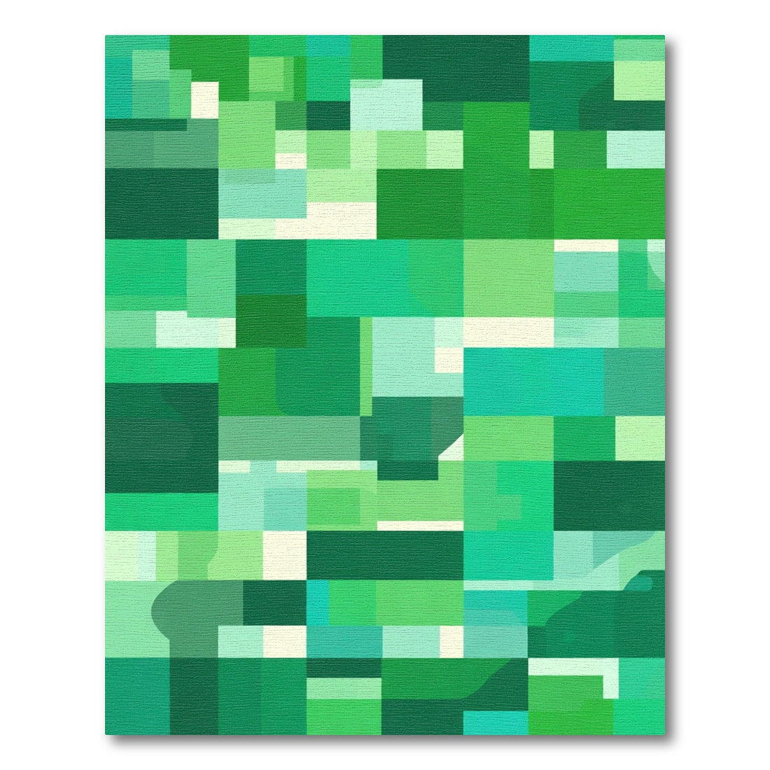 Emerald Abstract Geometric Overlapping Squares Rug
