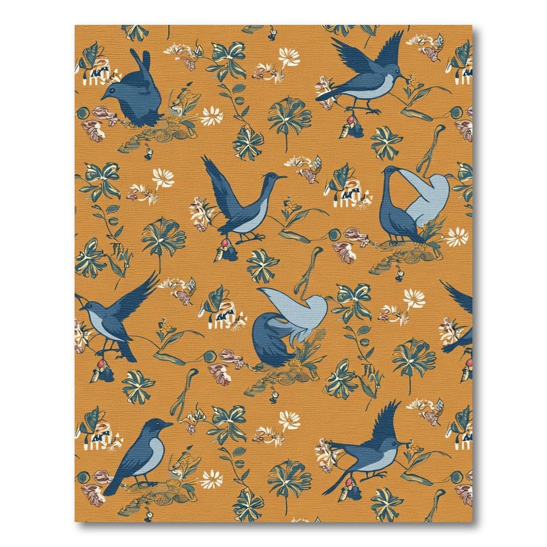 Autumn Birds Floral Whimsical Garden Rug