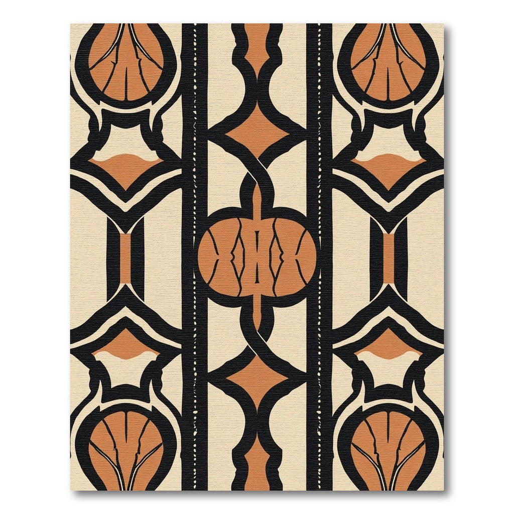 Art Deco Ochre Black Geometric Arch Rug