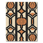 Art Deco Ochre Black Geometric Arch Rug
