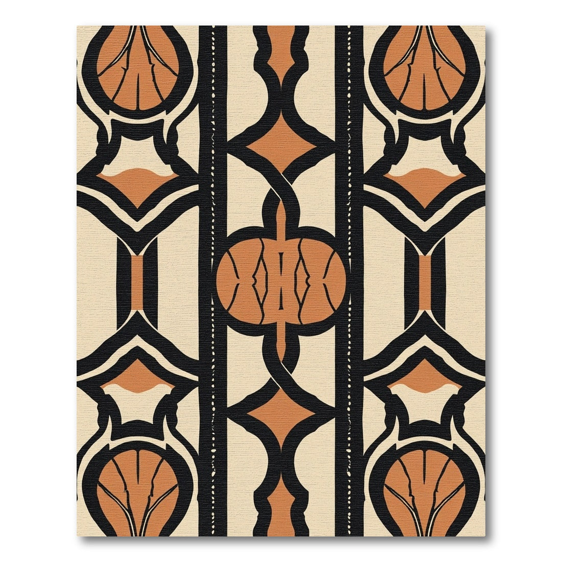 Art Deco Ochre Black Geometric Arch Rug