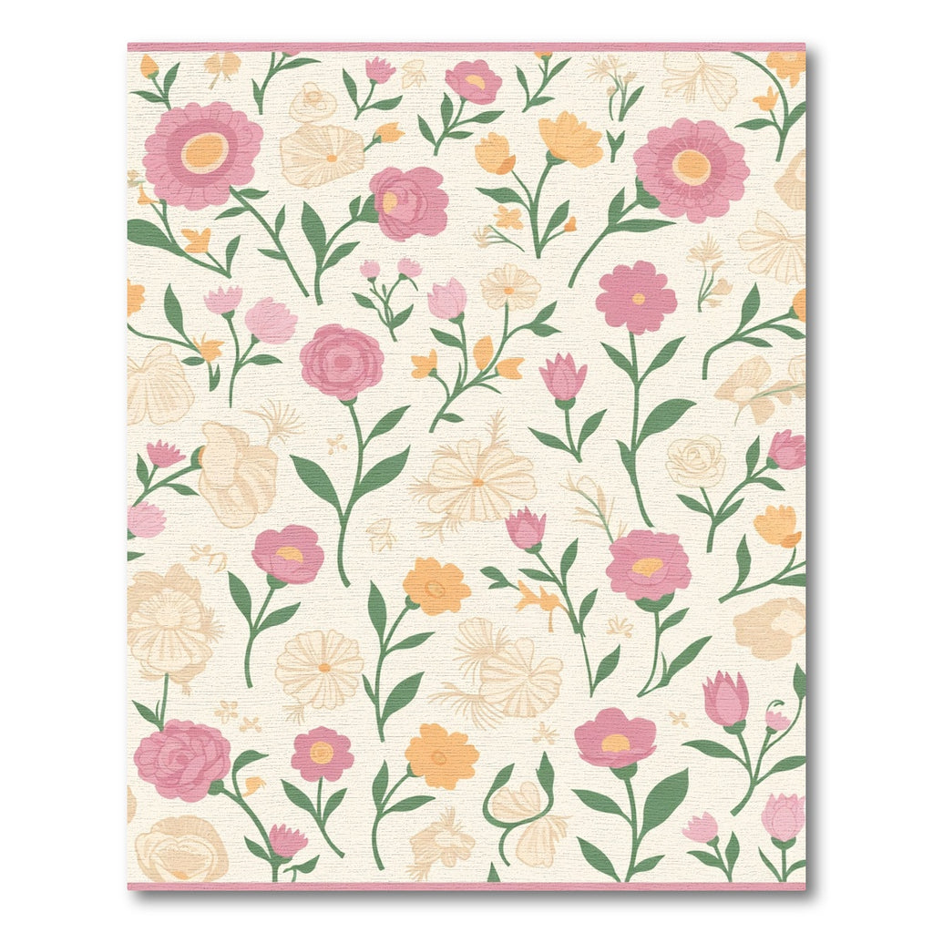 Pink Yellow Cream Floral Garden Bloom Rug