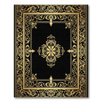 Elegant Black Gold Floral Medallion Rug