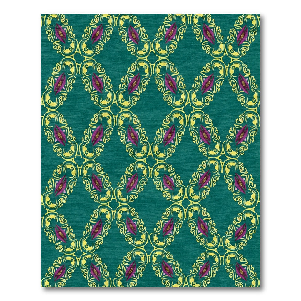 Teal Yellow Plum Orchid Lattice Rug