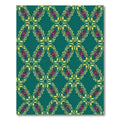 Teal Yellow Plum Orchid Lattice Rug