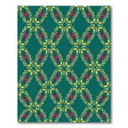 Teal Yellow Plum Orchid Lattice Rug