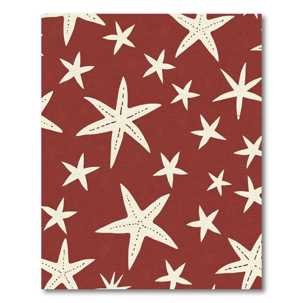 Cream Starfish Nautical Red Marine Rug