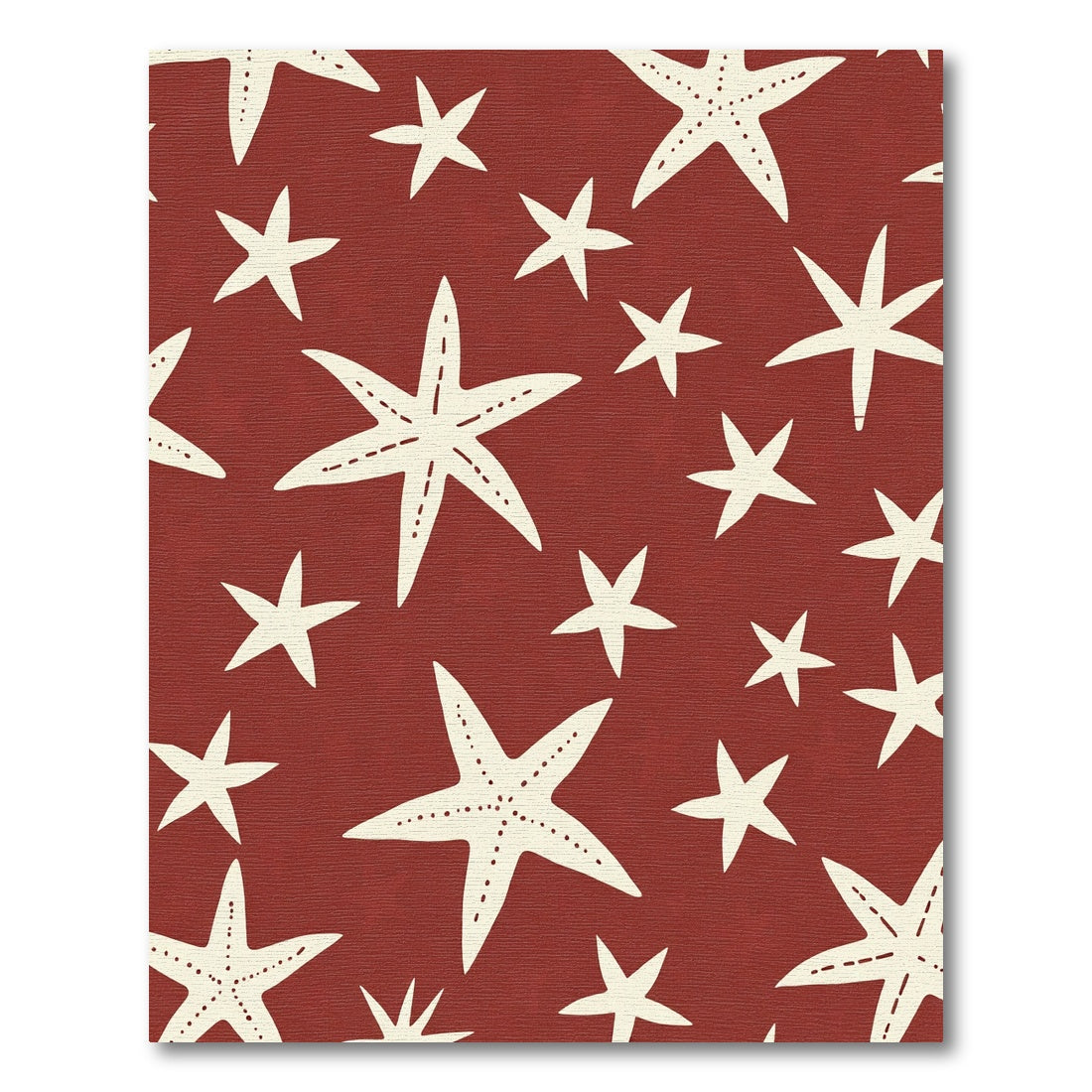 Cream Starfish Nautical Red Marine Rug
