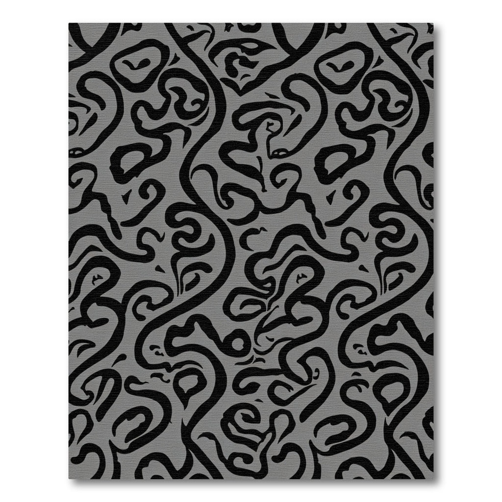 Monochrome Abstract Swirl Flow Rug