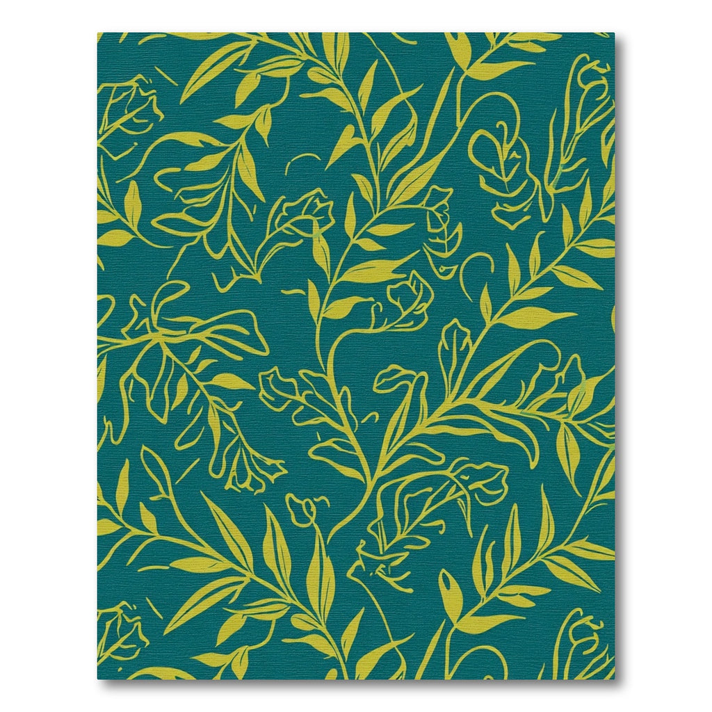 Teal Yellow Botanical Branch Overlay Rug