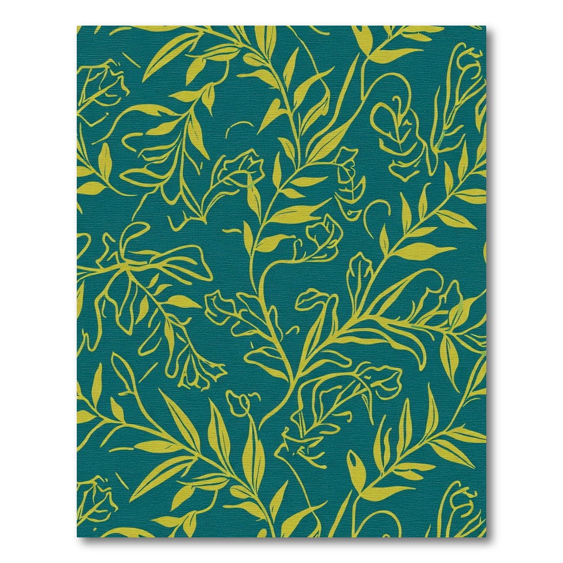 Teal Yellow Botanical Branch Overlay Rug